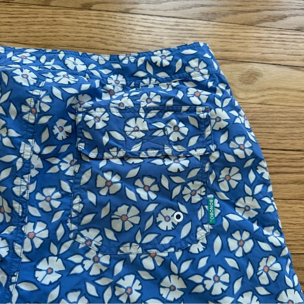 Bonobos Men’s blue white floral bathing suit swim trunks size 31 7 inch